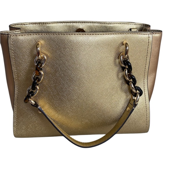 Michael Kors Sofia laser perforated leather gold tone